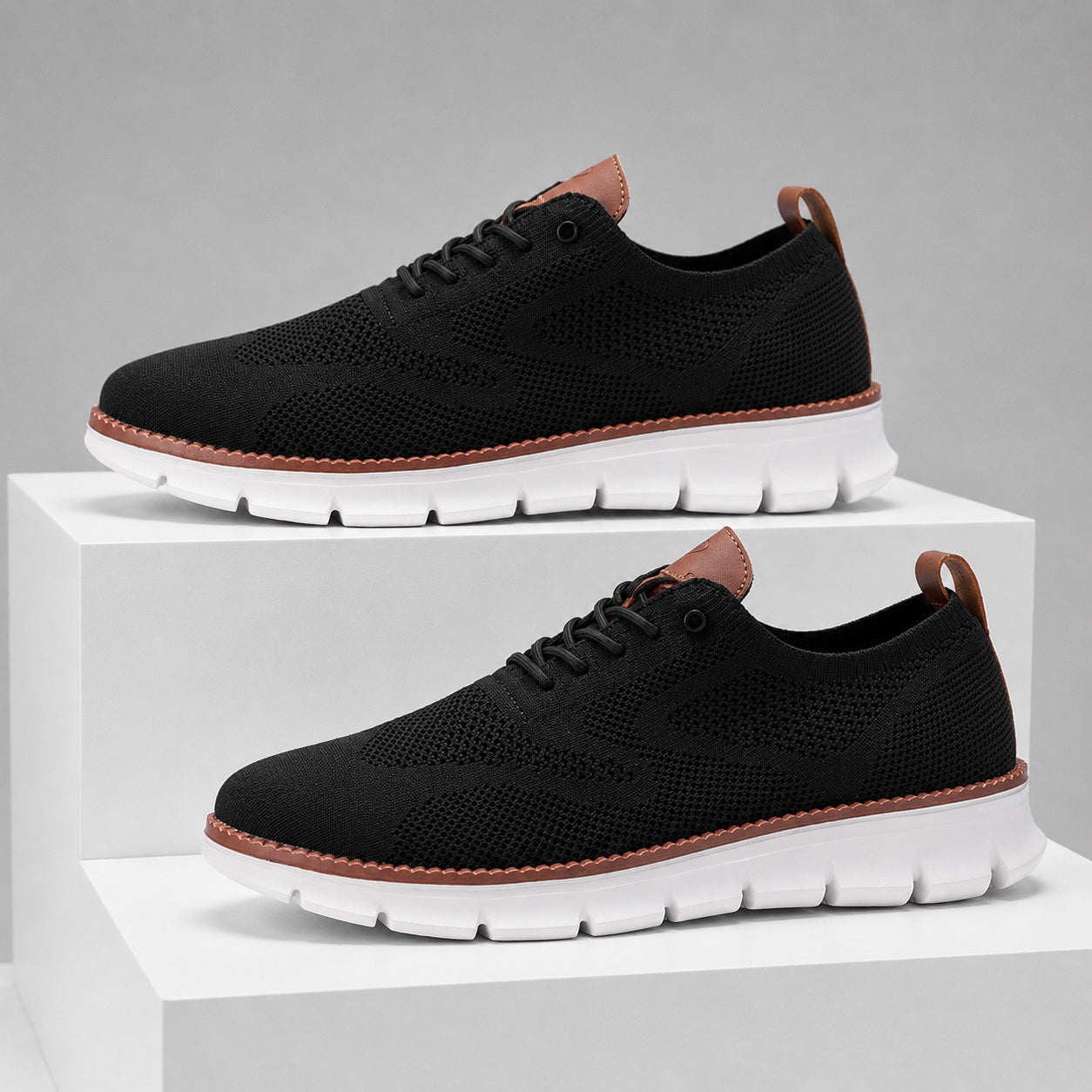 Suprclark women's black breathable knit walking shoes product view 019