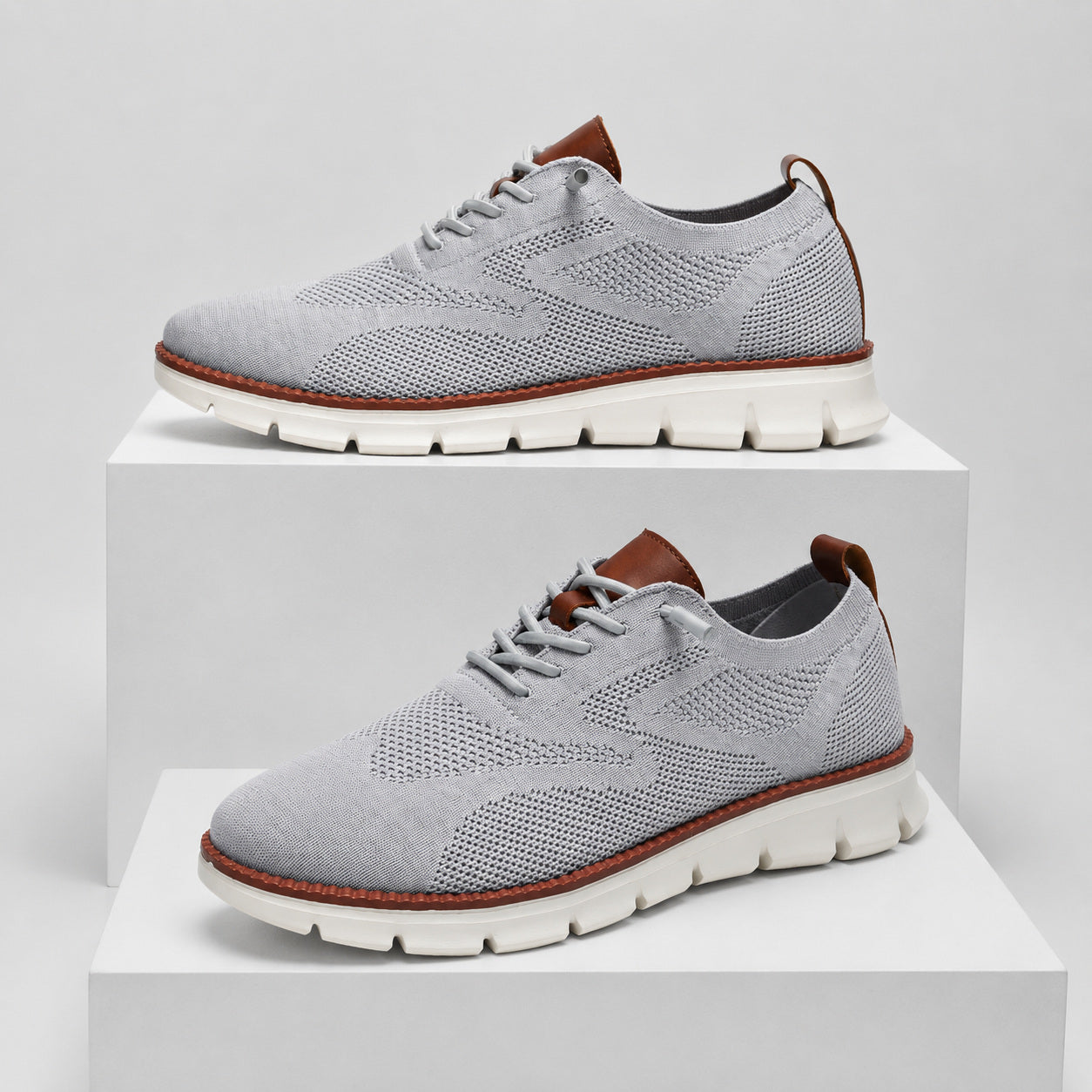 Suprclark women's gray breathable knit walking shoes product view 038