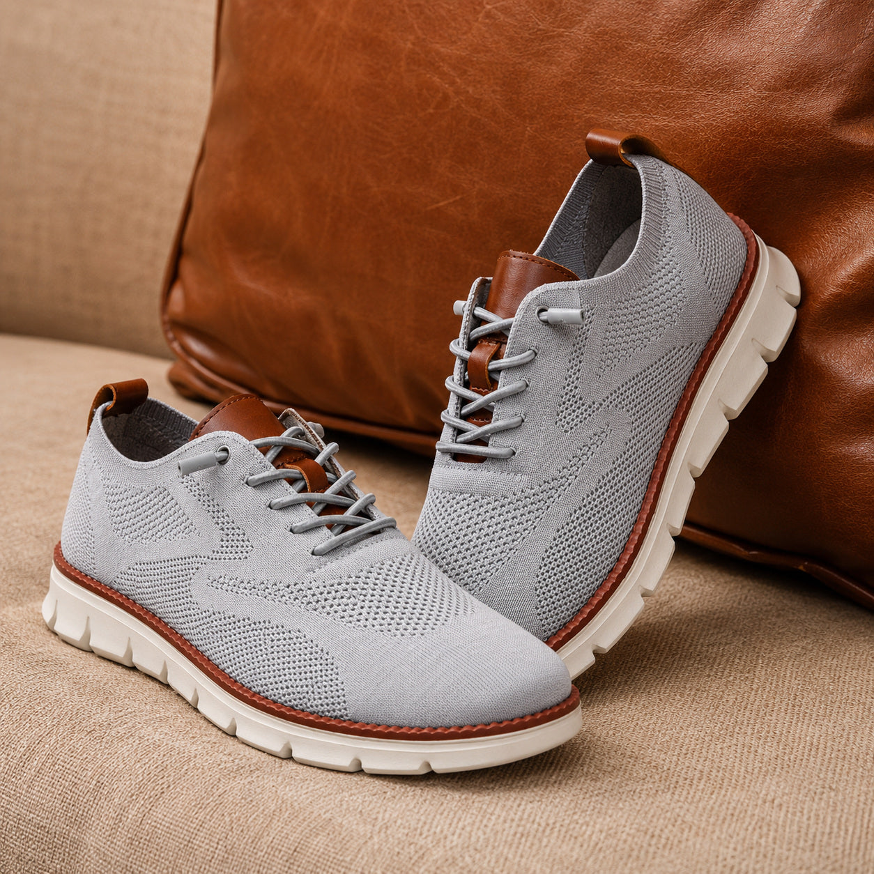Suprclark women's gray breathable knit walking shoes product view 039