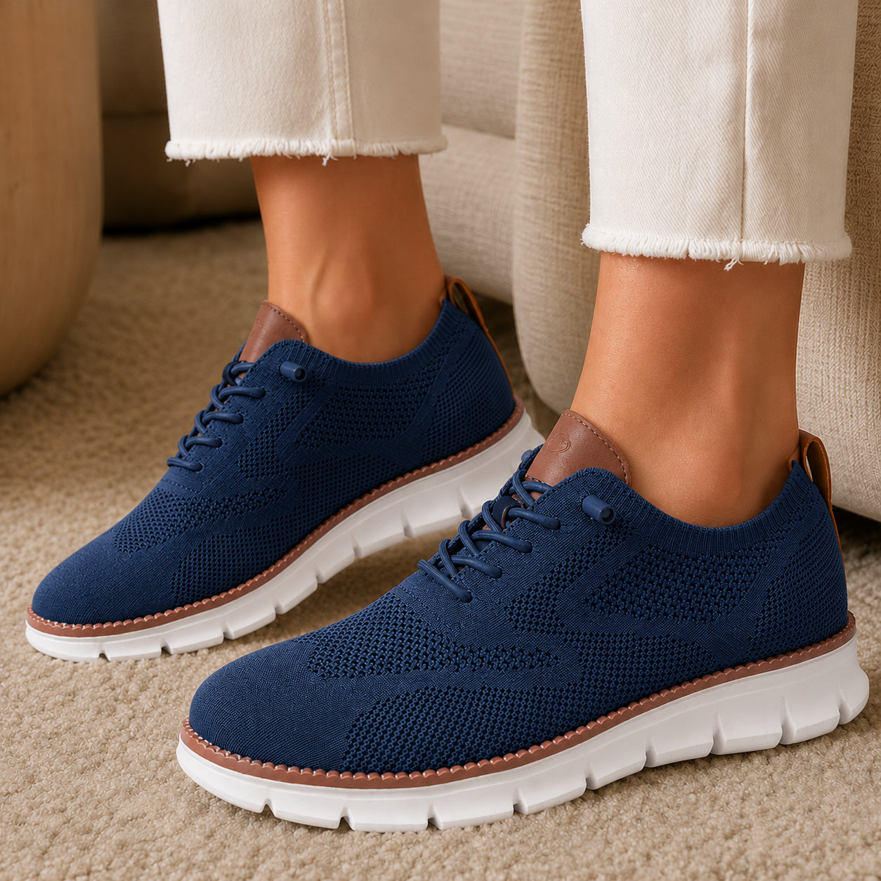 Suprclark women's navy breathable knit walking shoes product view 047