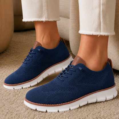 Suprclark women's navy breathable knit walking shoes product view 047