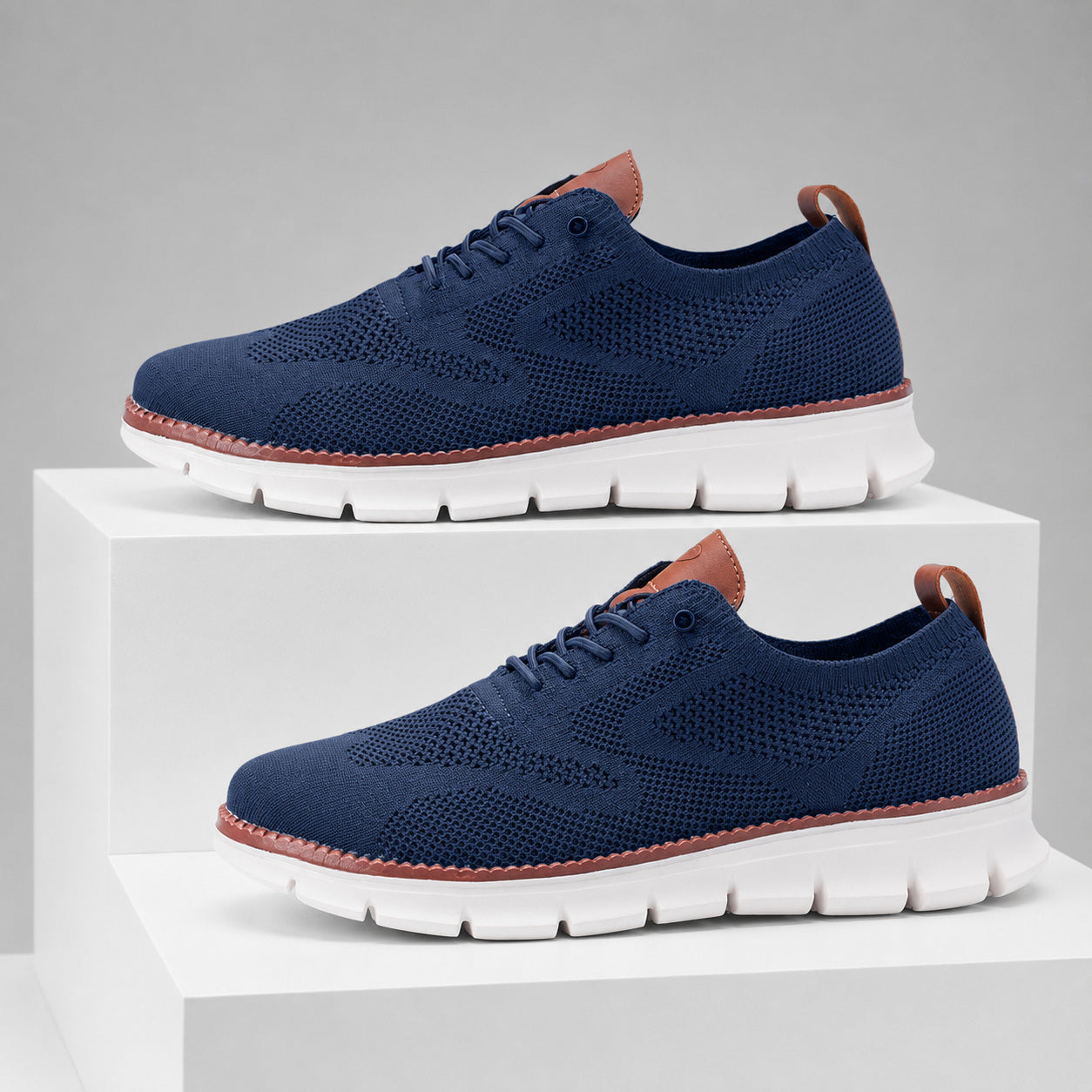 Suprclark women's navy breathable knit walking shoes product view 049
