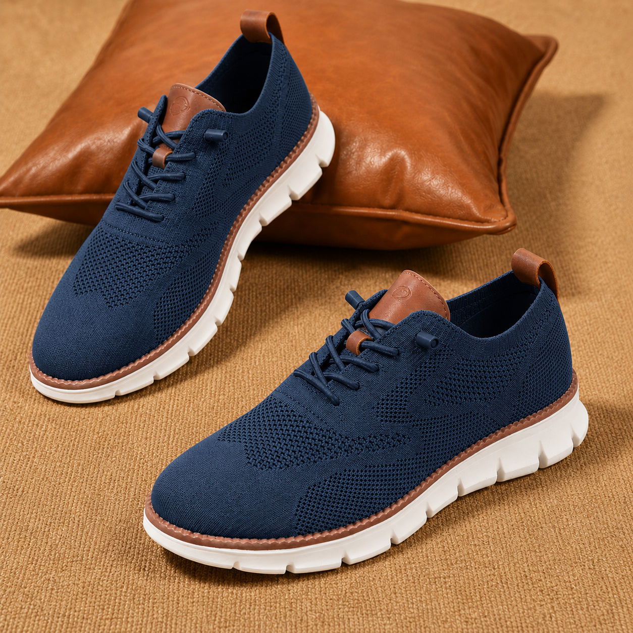 Suprclark women's navy breathable knit walking shoes product view 050