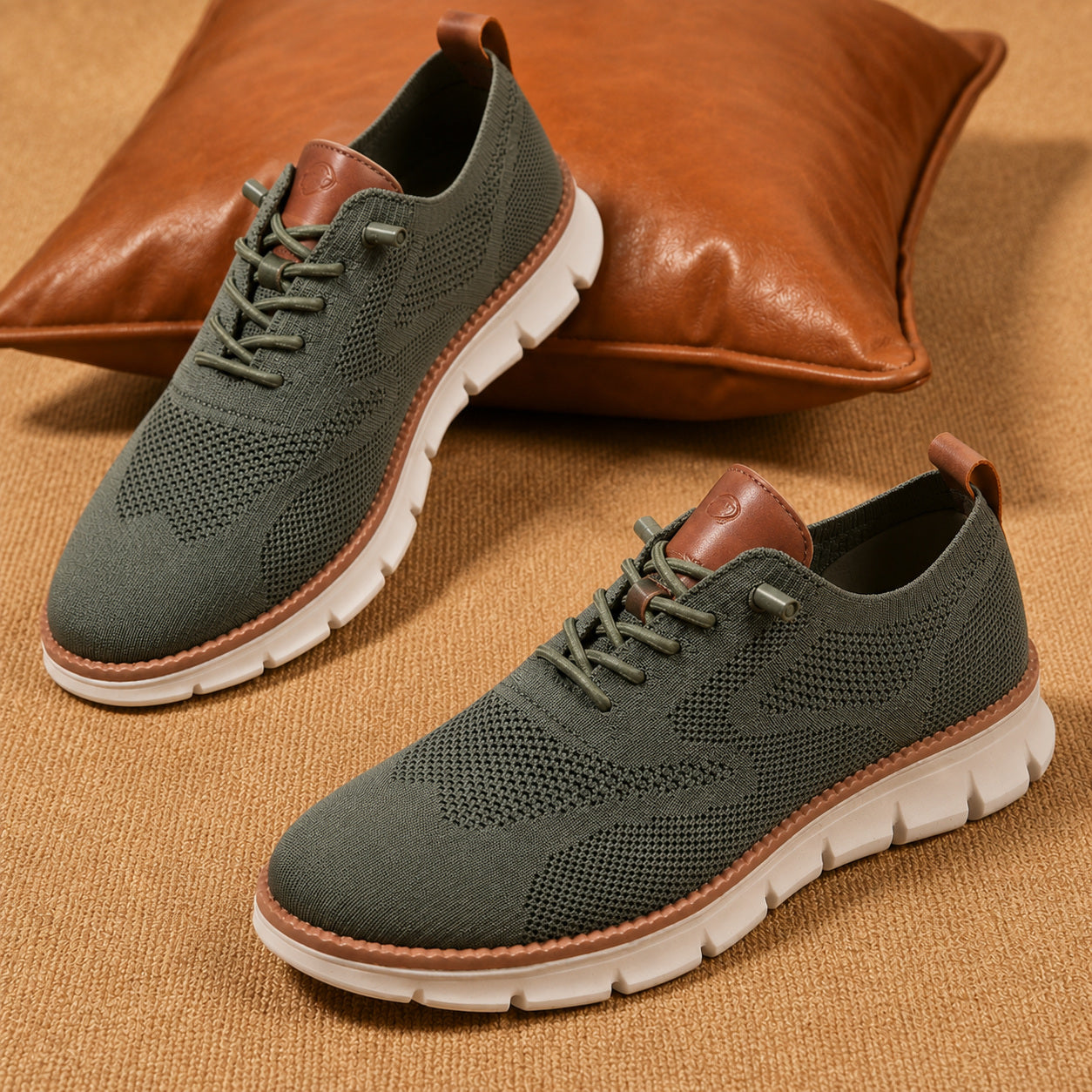 Suprclark women's olive green breathable knit walking shoes product view 033