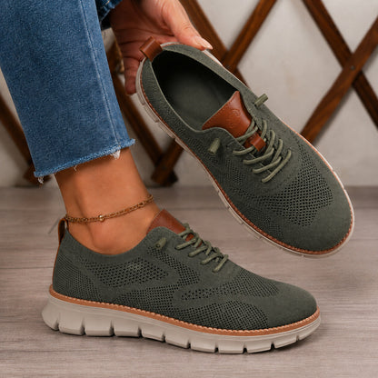 Suprclark women's olive green breathable knit walking shoes product view 034