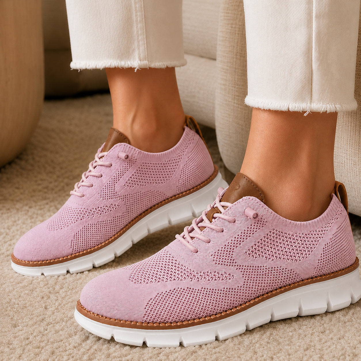Suprclark women's pink breathable knit walking shoes product view 007