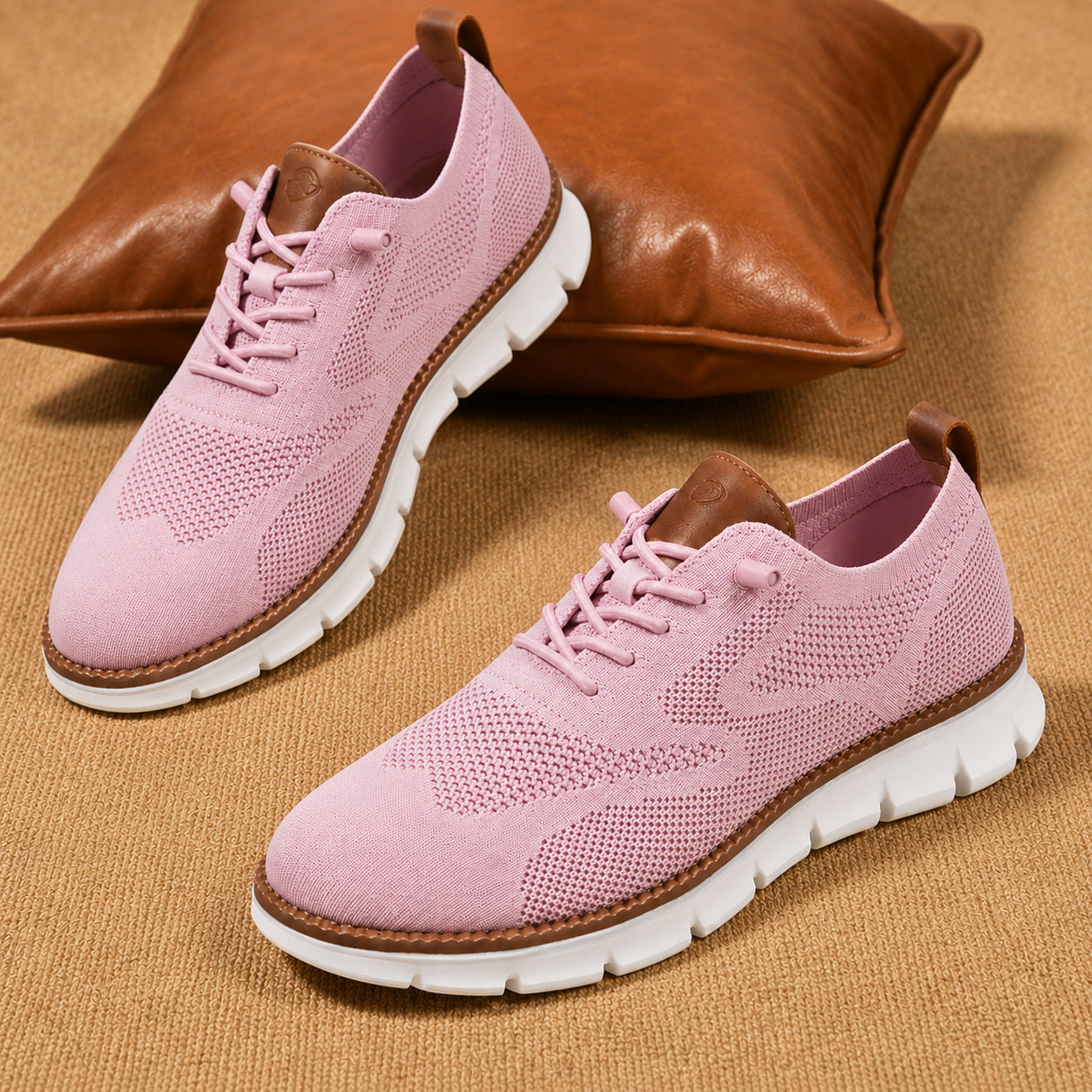Suprclark women's pink breathable knit walking shoes product view 010