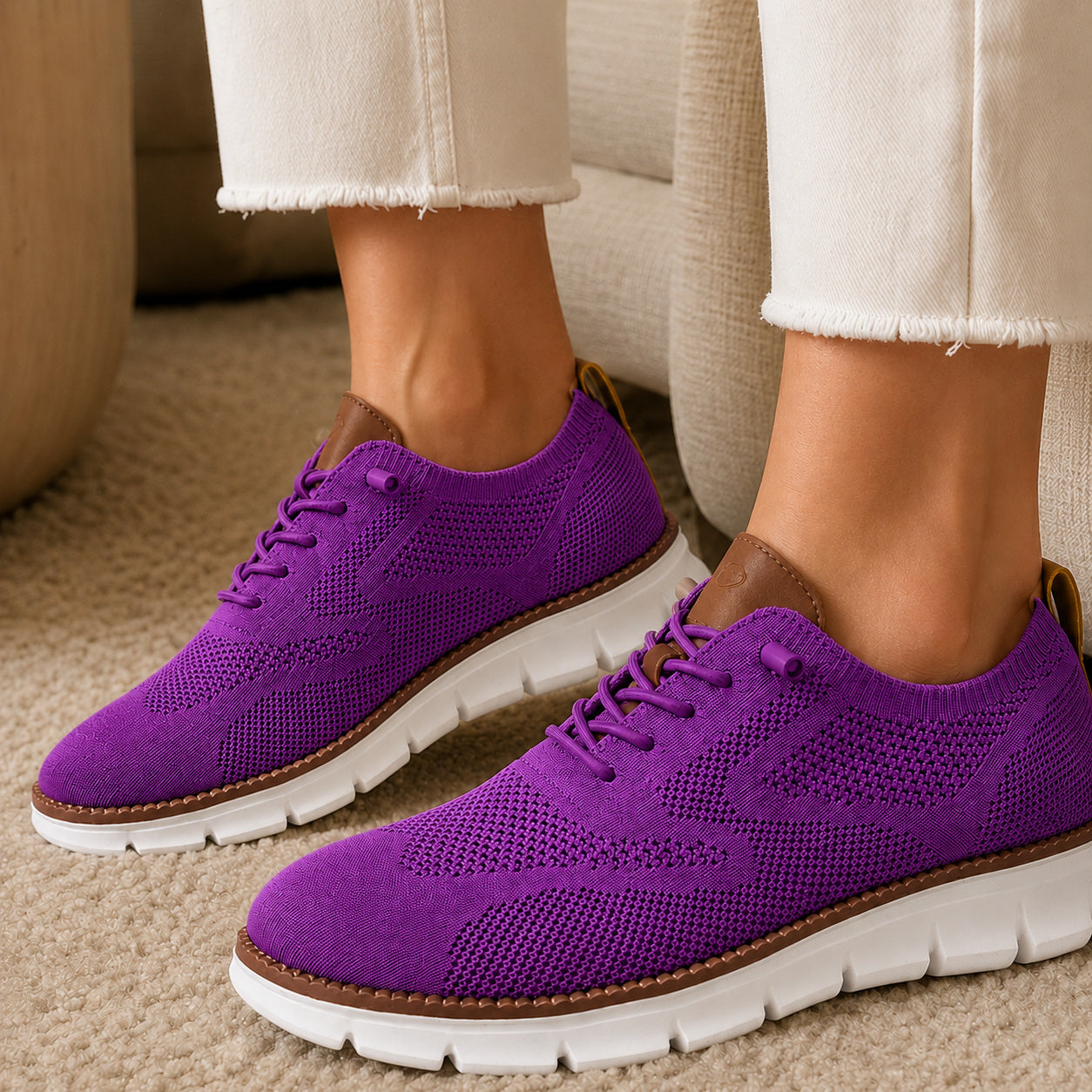 Suprclark women's purple breathable knit walking shoes product view 012