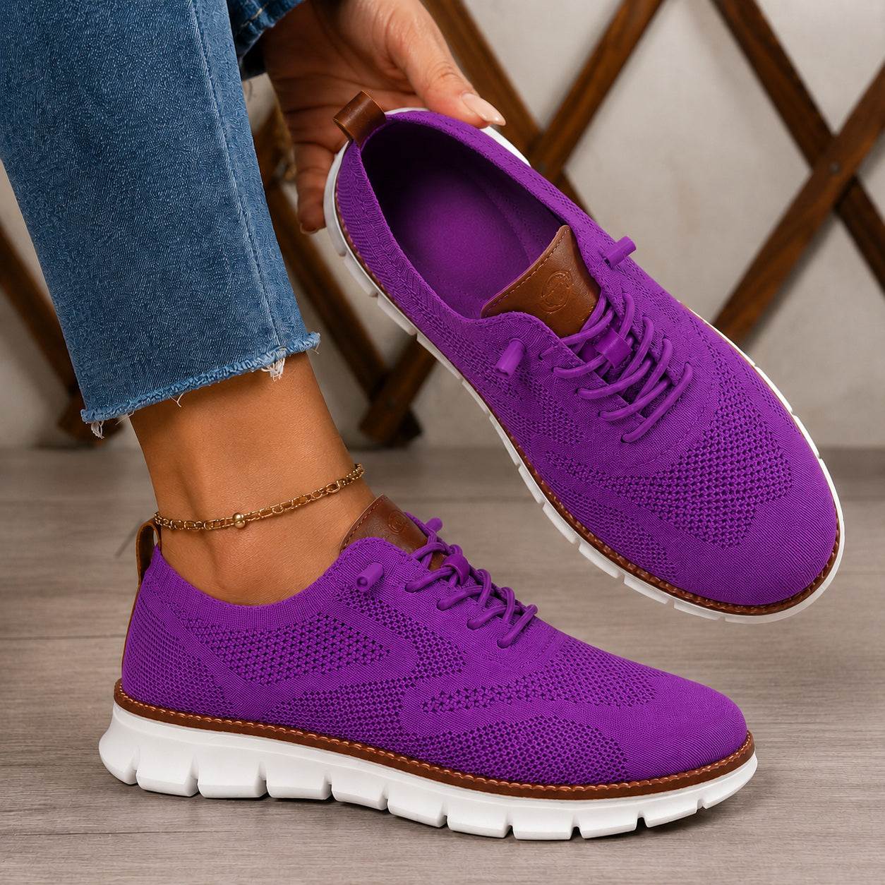 Suprclark women's purple breathable knit walking shoes product view 013