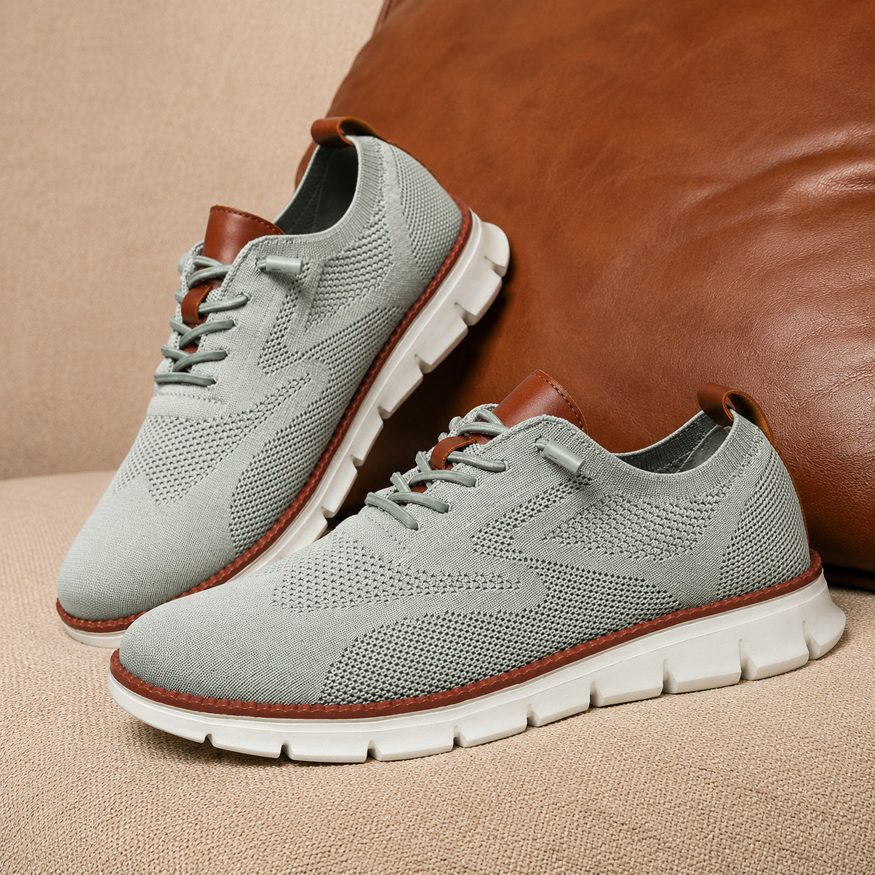 Suprclark women's sage green breathable knit walking shoes product view 042