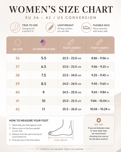 Suprclark women's knit walking shoes US and EU size chart