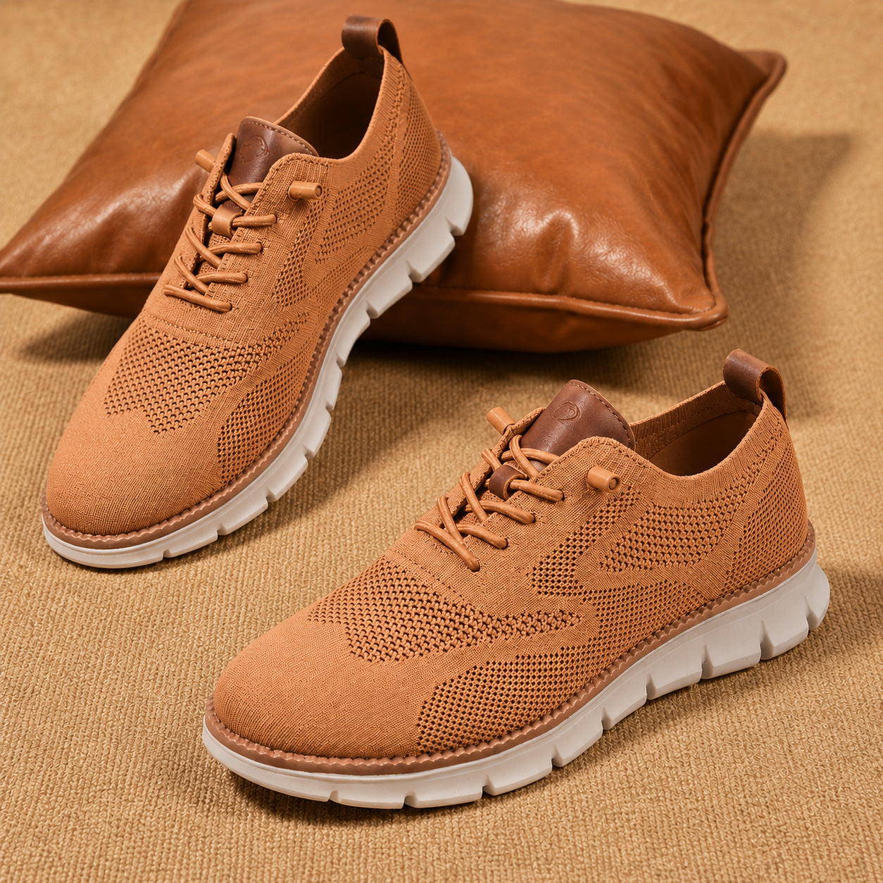 Suprclark women's tan breathable knit walking shoes product view 028