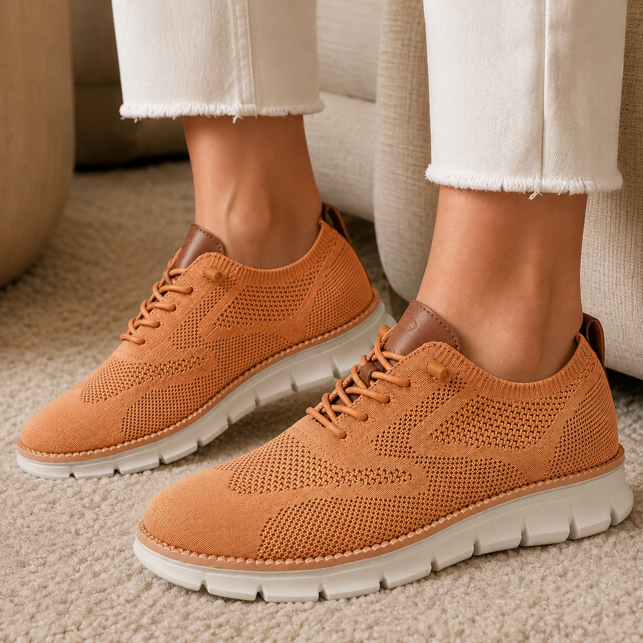 Suprclark women's tan breathable knit walking shoes product view 029