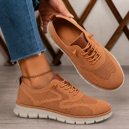 Suprclark women's tan breathable knit walking shoes product view 030