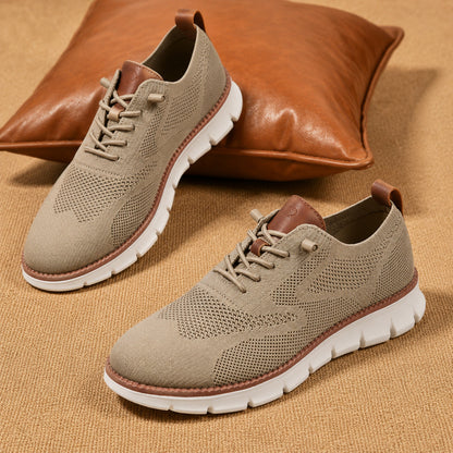 Suprclark women's taupe breathable knit walking shoes product view 002