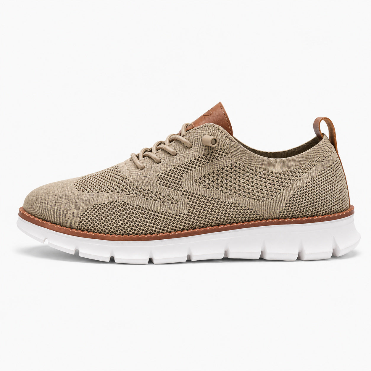 Suprclark women's taupe breathable knit walking shoes product view 005