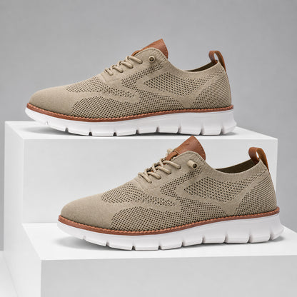 Suprclark women's breathable knit walking shoes in taupe