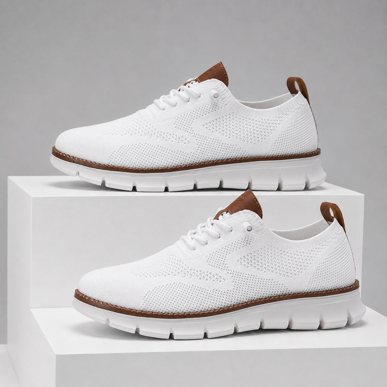 Suprclark women's white breathable knit walking shoes product view 024